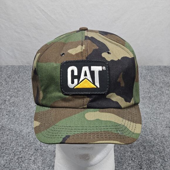 VTG Caterpillar Hat Snapback Camo Cat Patch Logo Floppy Brim‎ Made in USA - Picture 1 of 9